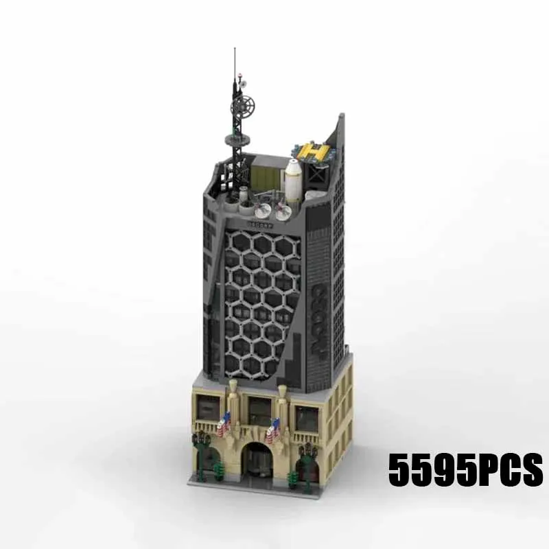 MOC Bouwsteen Spider Movie Oscorp Tower Model Technische Bakstenen DIY Assemblage Modulaire Architectuur Street View Speelgoed Voor Cadeau