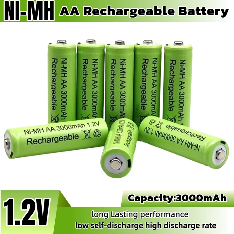 

3000mAh High Capacity NiMH AA Batteries 1.2V Rechargeable for Solar Garden Lamp LED Flashlight Torch Lantern Lighting