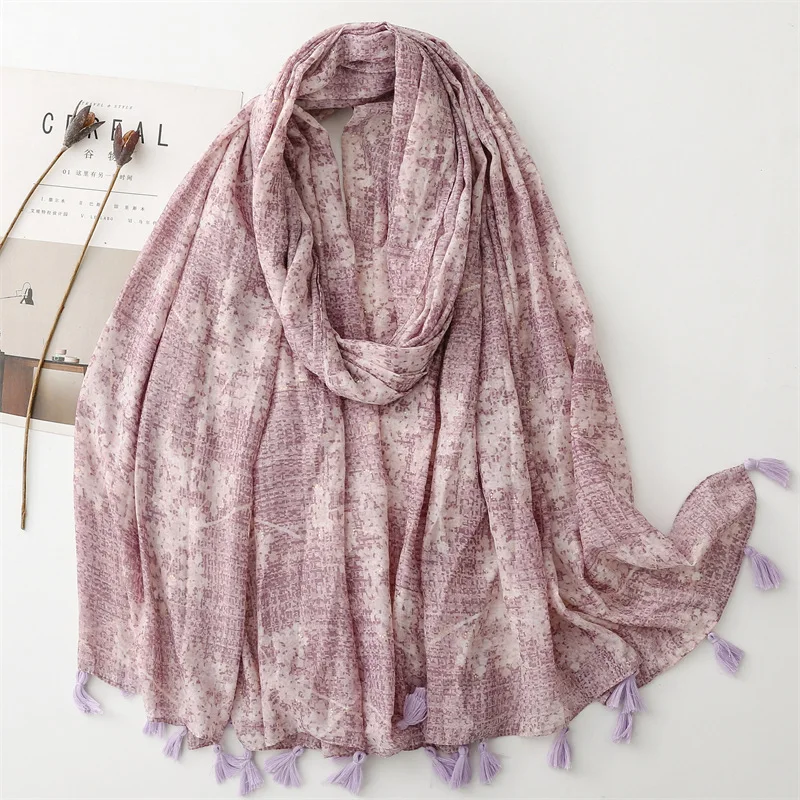 2024 Newest Women Printed Pattern Scarf Cotton Voile Scarf Shawls