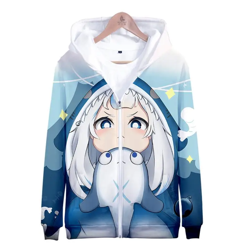 HOLOLIVE VTuber Gawr gura  3D print autumn and winter  Holiday passionate style Men/Women casual Youthful Kawaii Zip hooded