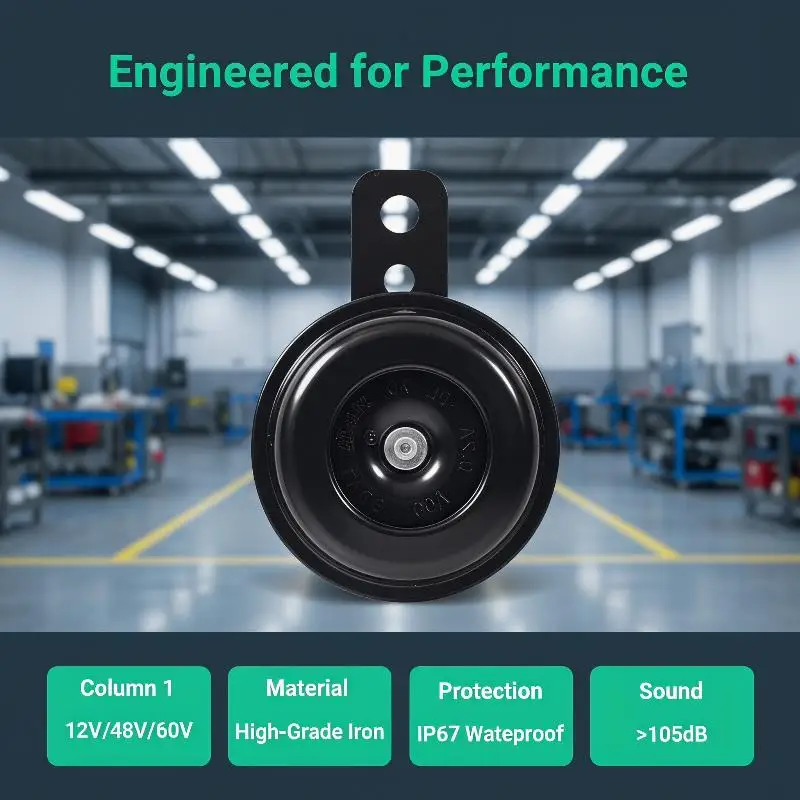 Universal 12V 48V 60V Motorcycle Horn with Waterproof Properties for Efficient City or Highway Riding