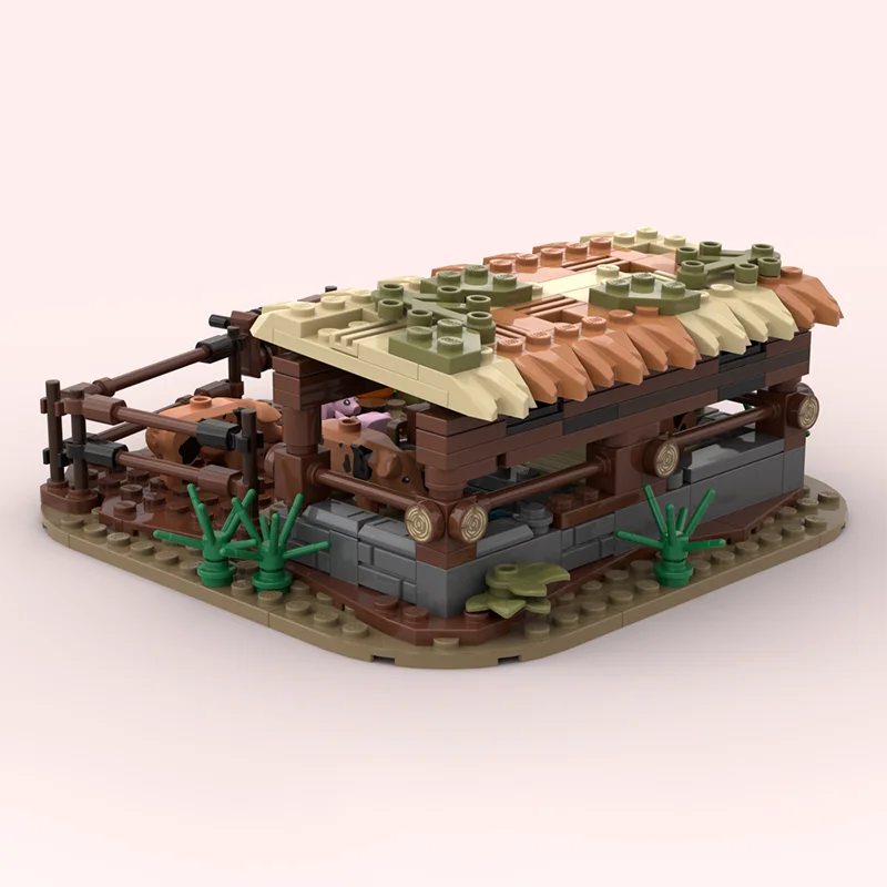 282 個 MOC 中世の町のシーン建物豚舎モデル DIY パズル組立ビルディングブロックおもちゃ子供の誕生日ギフト