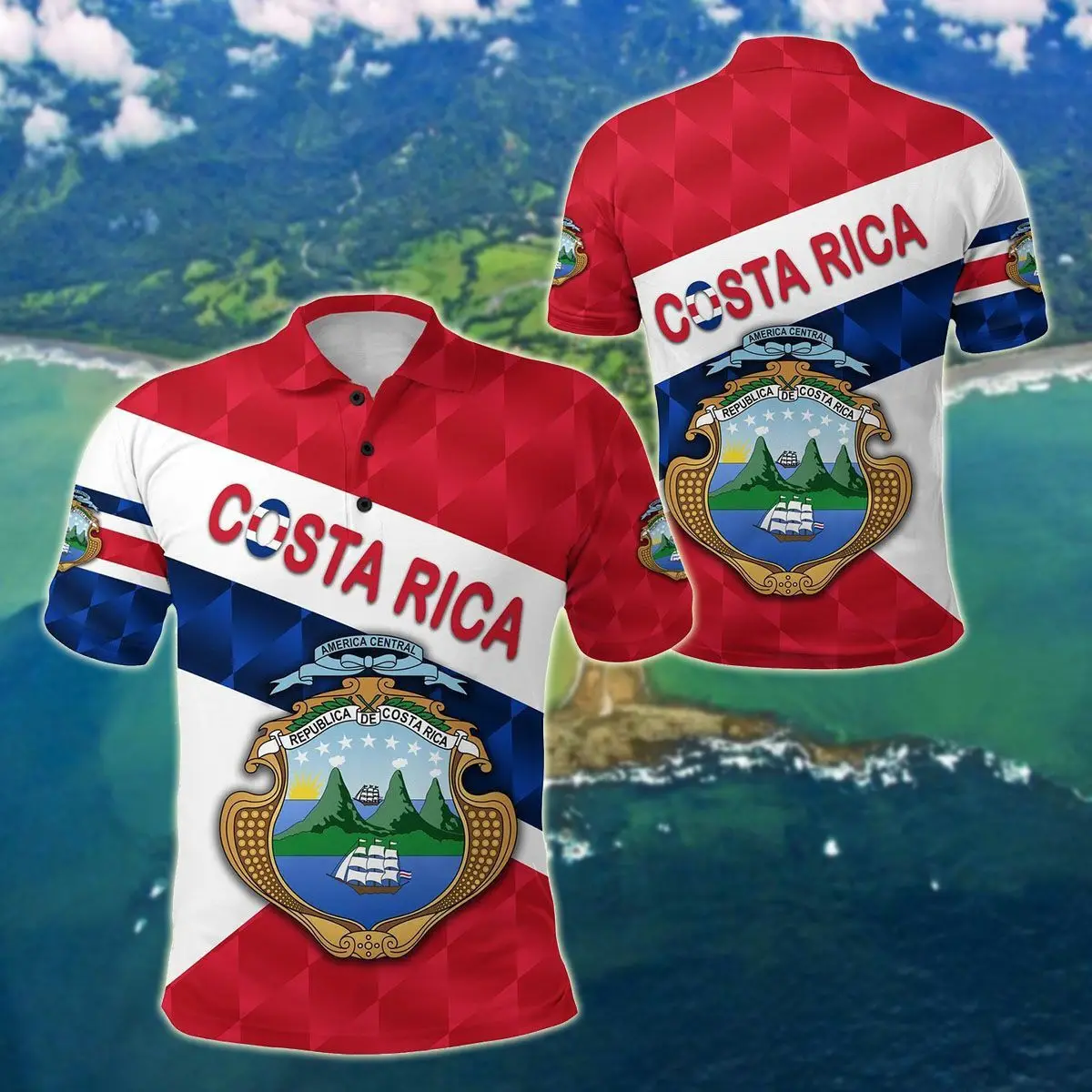 Custom Name Costa Rica Flag Graphic Polo Shirt Summer Casual Men's Fashion Pullover Loose Jersey Fast Dry Short Sleeve Tops