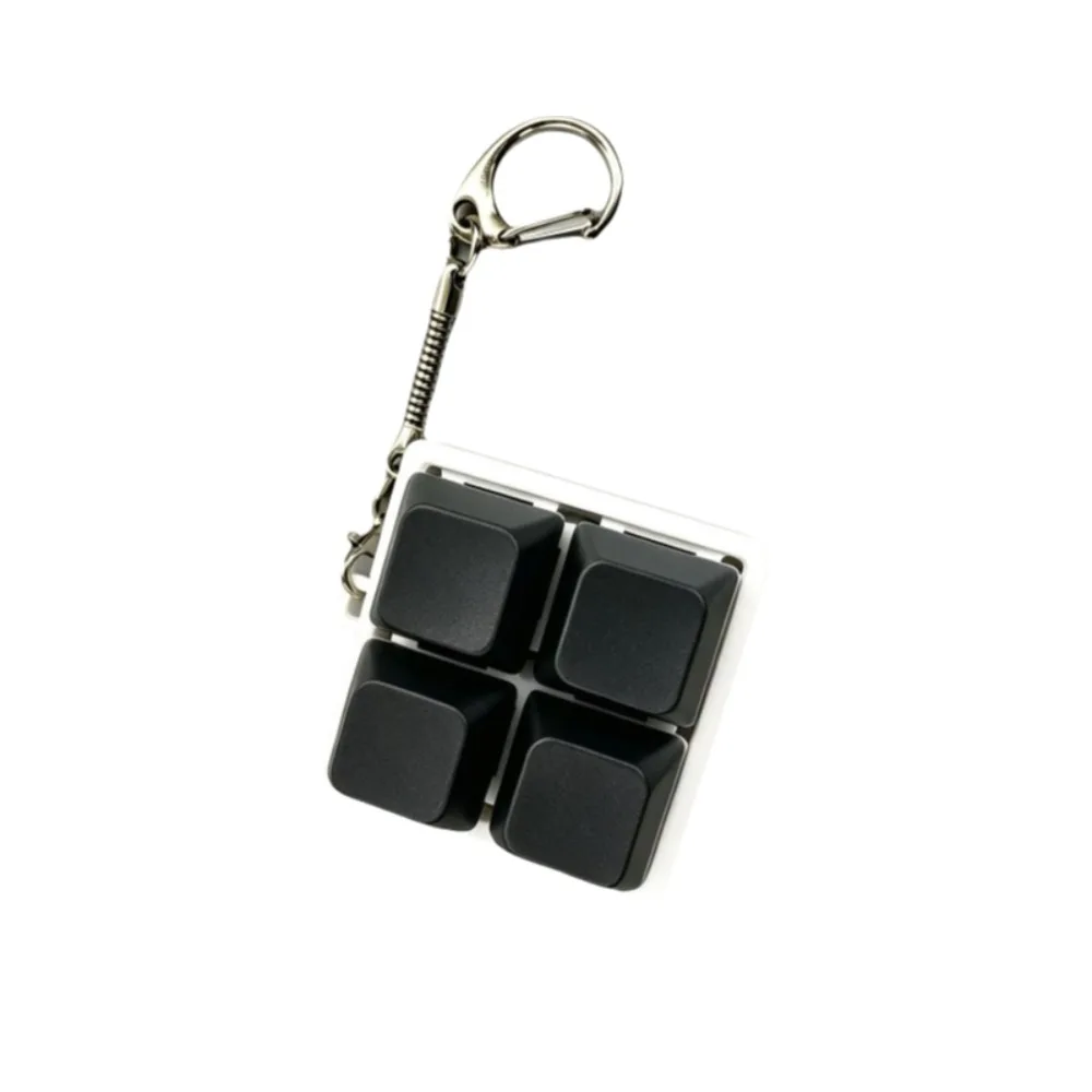 Square 4 Buttons Keyboard Key Chain Macaron Color Mini 2x2 Keyboard Fidget Easy To Press Fidget Clicker Bag Charms Office
