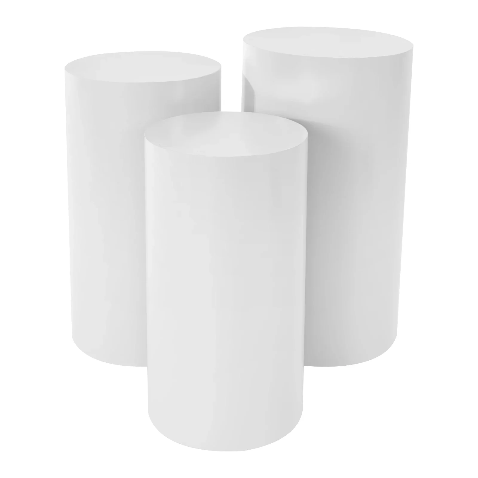 3 PC 실린더 받침대 스탠드, 흰색 실린더 받침대 디스플레이 웨딩 베이비 샤워 생일 이벤트 장식, 라운드 받침대 스탠드