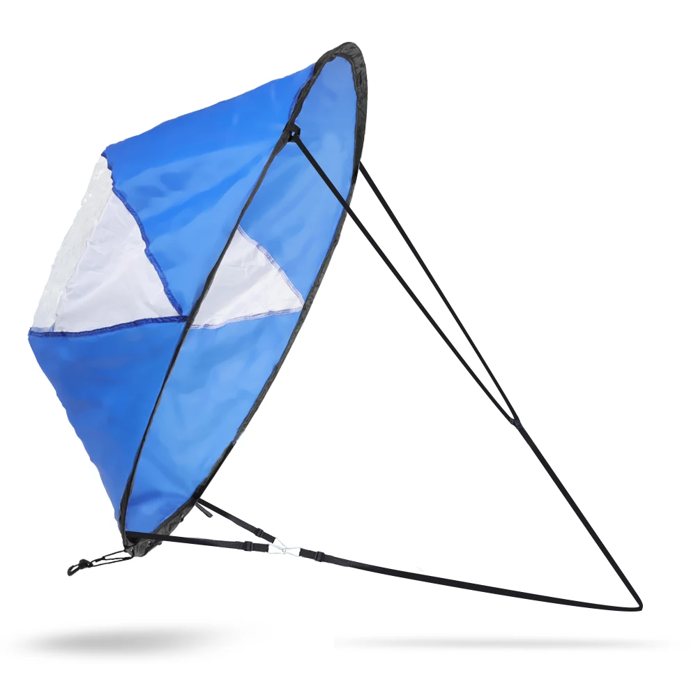 108cm Foldable Transparent Window Canoe Sail and Storage Bag Blue and White Proofing Kayak Sail Wind Sail Canoe Sail