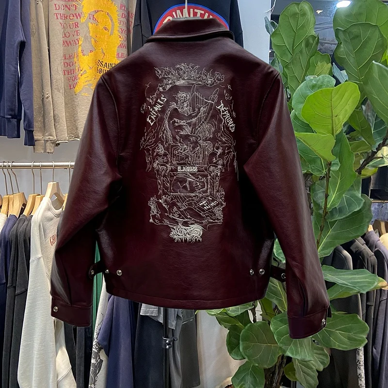 

Мужская куртка Erduo Depred из искусственной кожи с воротником, в стиле американского уличного стиля, для пар, с длинными рукавами, для богатых наследников второго поколения.