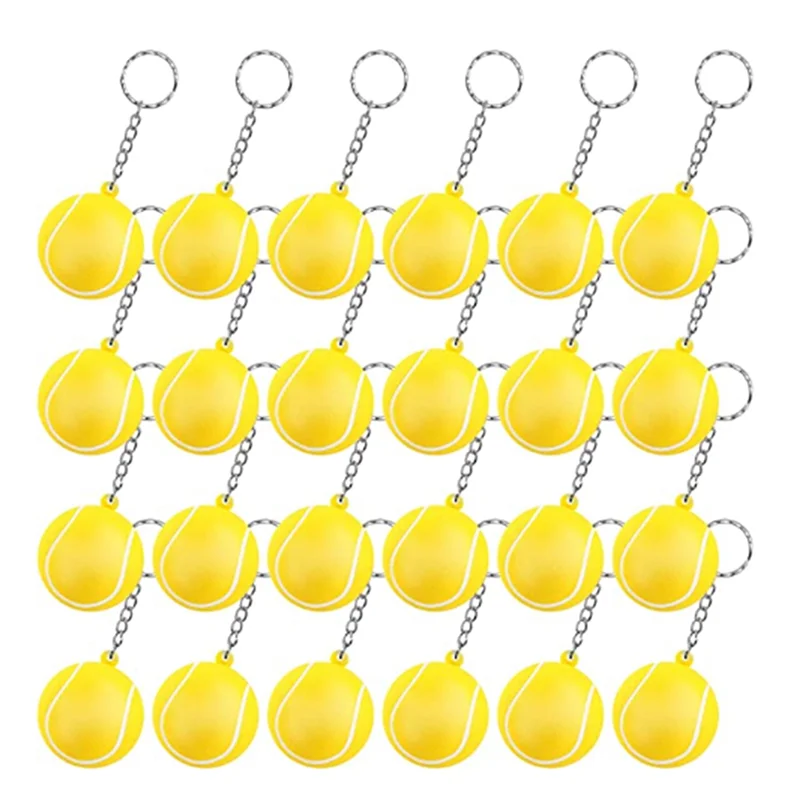 24 Pack Tennis Ball Keychains,Mini Tennis Stress Ball Keychains,Sports Ball Keychains,Carnival Reward for Boy