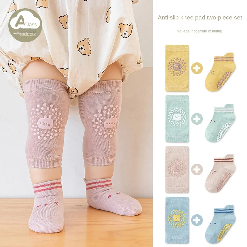 

Baby Knee Pads Sock Set Anti Slip Sock infantil Kneecap Kid Crawling Safety Floor Socks Knee Protector Kneepad for Girls boys