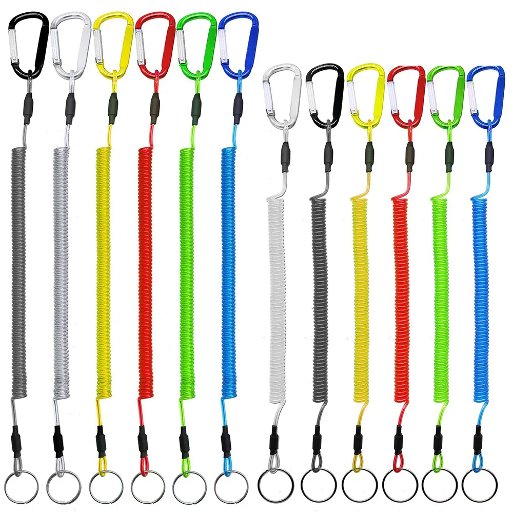 

12 Pcs Steel Key Rings Retractable Elastic Ropes Fish Control Device Fishing Tether Lanyard