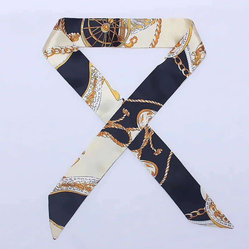 New Woman Skinny Silk Scarf Long Hair Strip Silk Ribbon Small Neck Scarves Bag Handle Ribbon Scarf Kerchief Ladies Tie