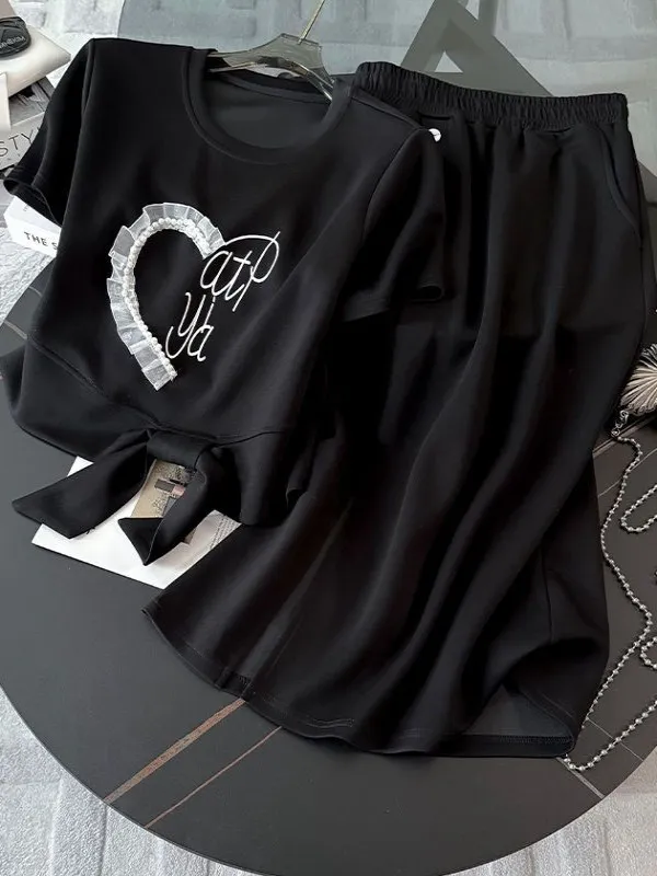 

Fashionable Casual Summer Outfit Women's Age-Defying Sporty Style Half-Skirt Short-Sleeve Design Two-Piece Set round Neck