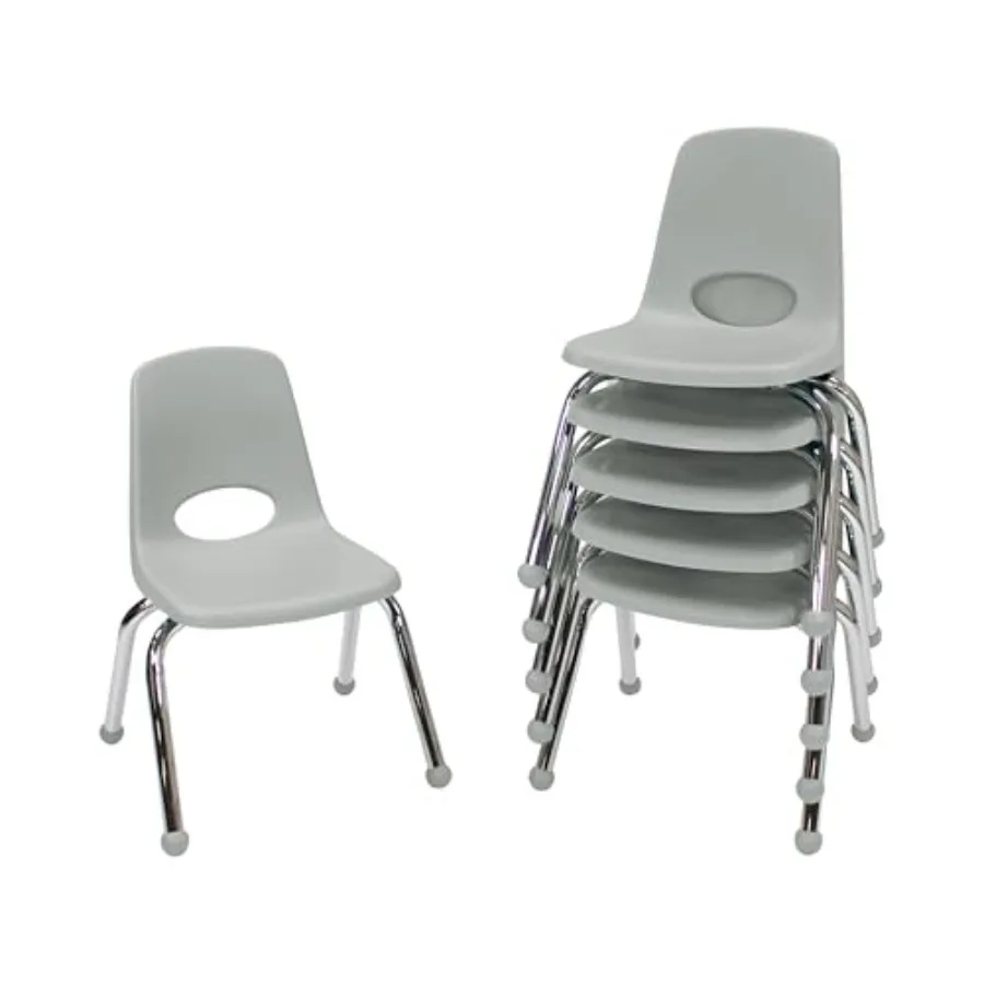 

FDP 12" School Stack Chair, Stacking Student Seat with Chromed Steel Legs and For In-Home Learning or Classroom - 6-Pack,10359-