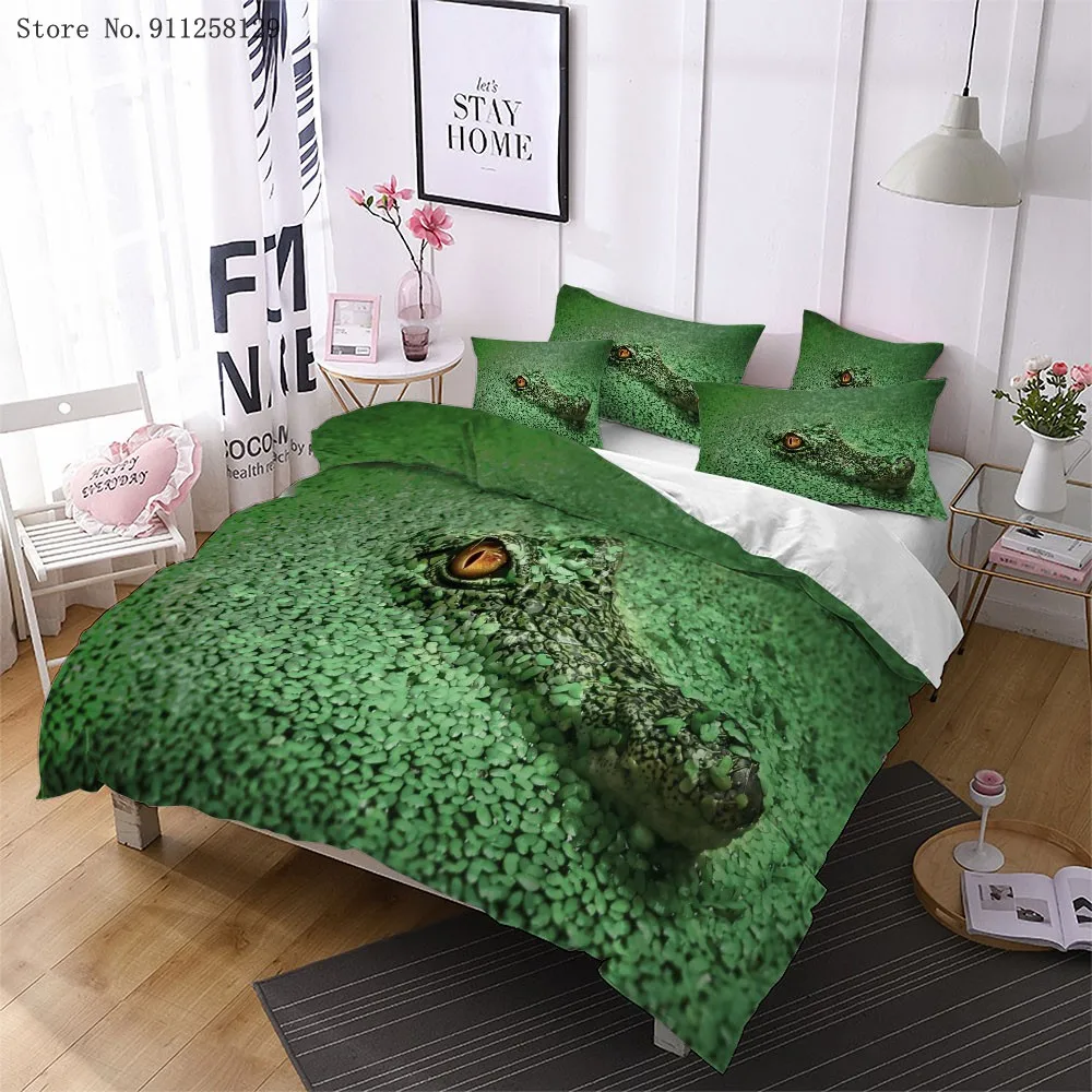 phechion Crocodile 3D Print Bedding Set Duvet Covers Pillowcases One Piece Comforter Bedding Sets Bedclothes Bed Linen K262