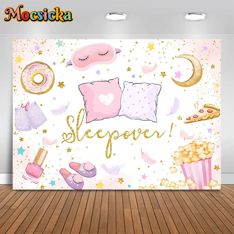 

Mocsicka Photography Backdrop Pillow Pajama Background Baby Shower Cake Smash Girl Birthday Party Kids Photo Studio Banner