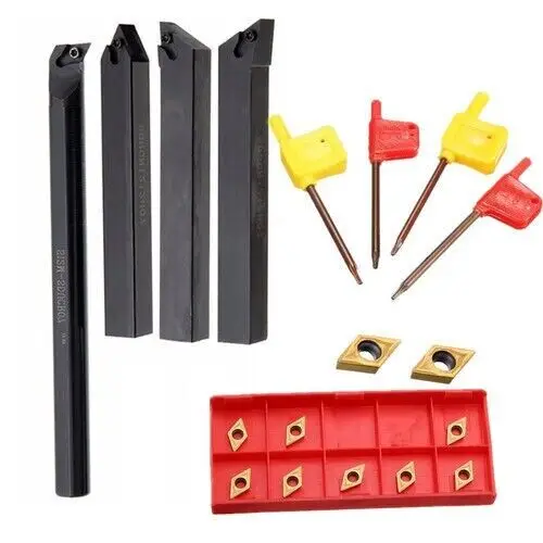 10pcs DCMT070204  Carbide Inserts  + 12mm Lathe Turning Tool Holder Boring Bar （S12M-SDUCR07 + SDJCR1212H07 + SDJCL1212H07）