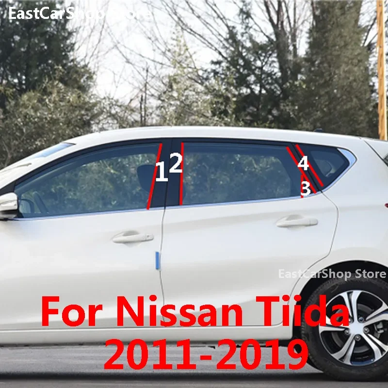 

Car Middle Column PC Window Trims Decoration B Pillar Carbon Fiber Strip Sticker For Nissan Tiida 2011-2019 2004-2010