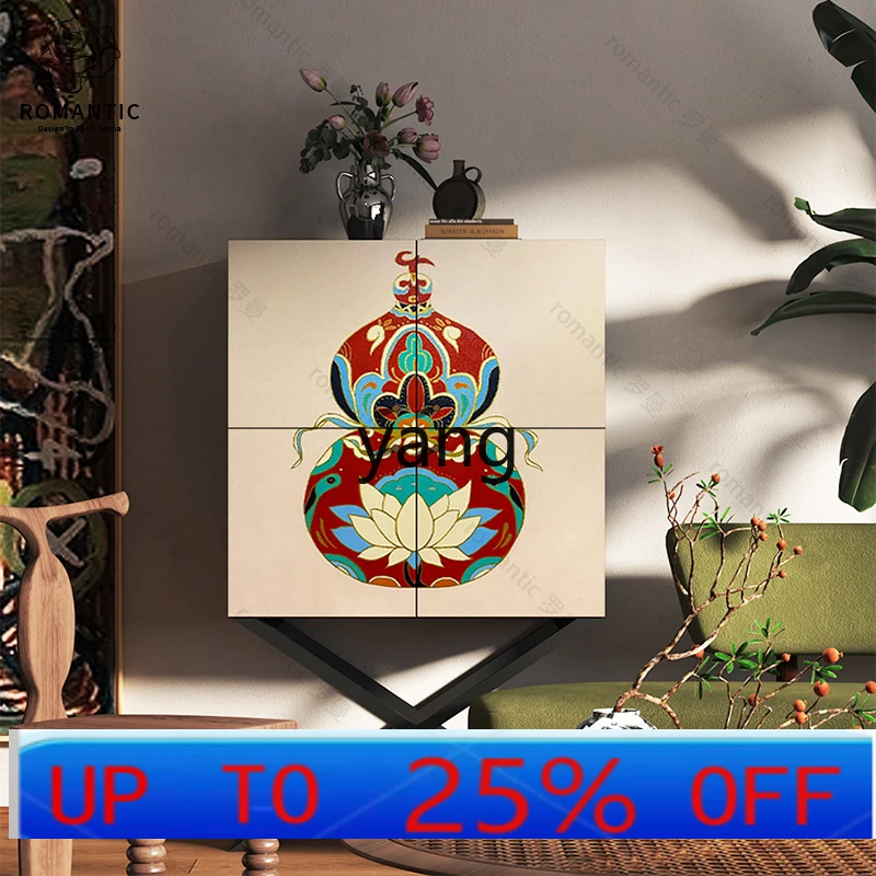 

LH art gourd side cabinet retro painted wine cabinet against the wall household entrance cabinet
