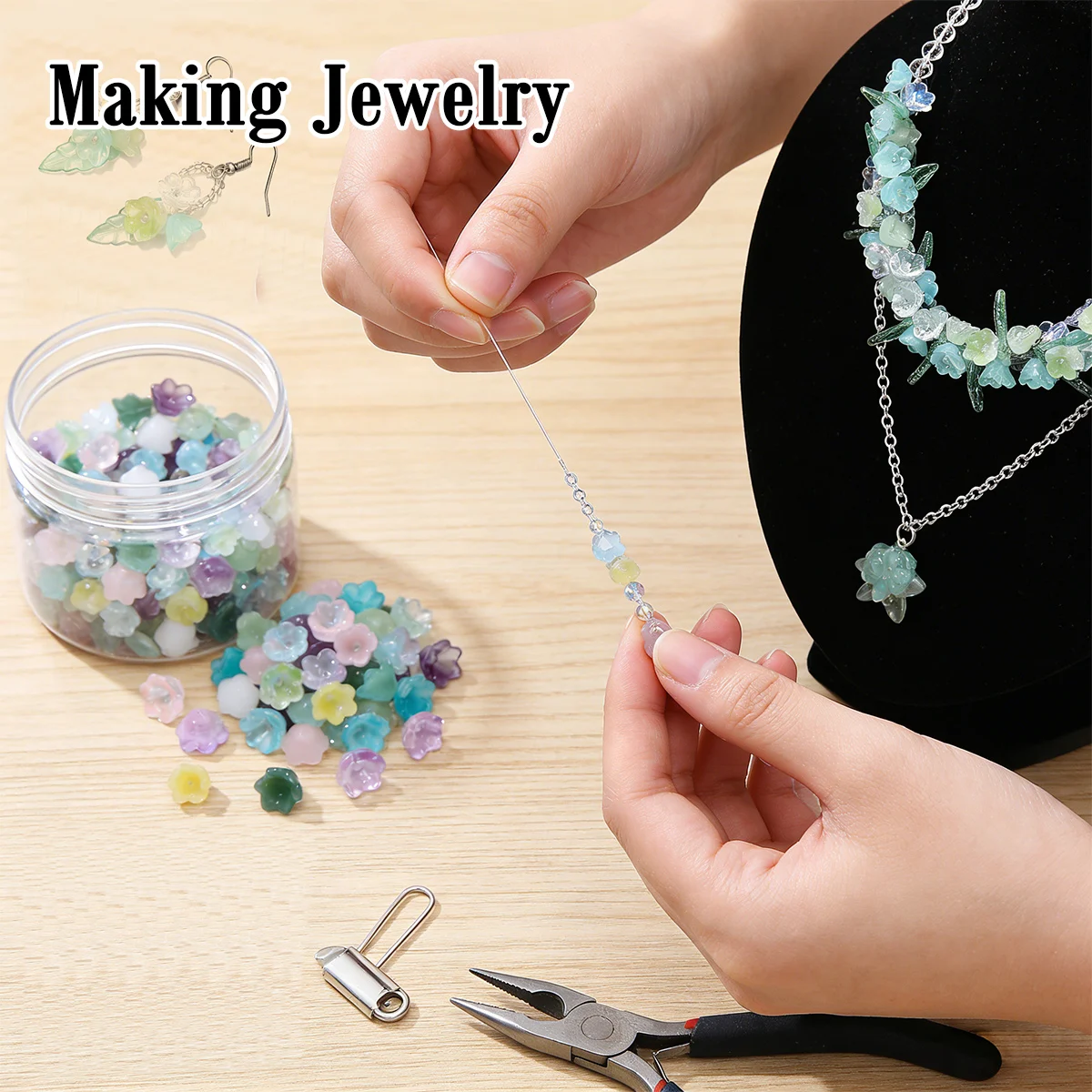 12x7mm Lily of the Valley Glass Flower Beads Gradient Jade Style Loose Beads for DIY Bracelet Necklace Jewelry Making 10pcs