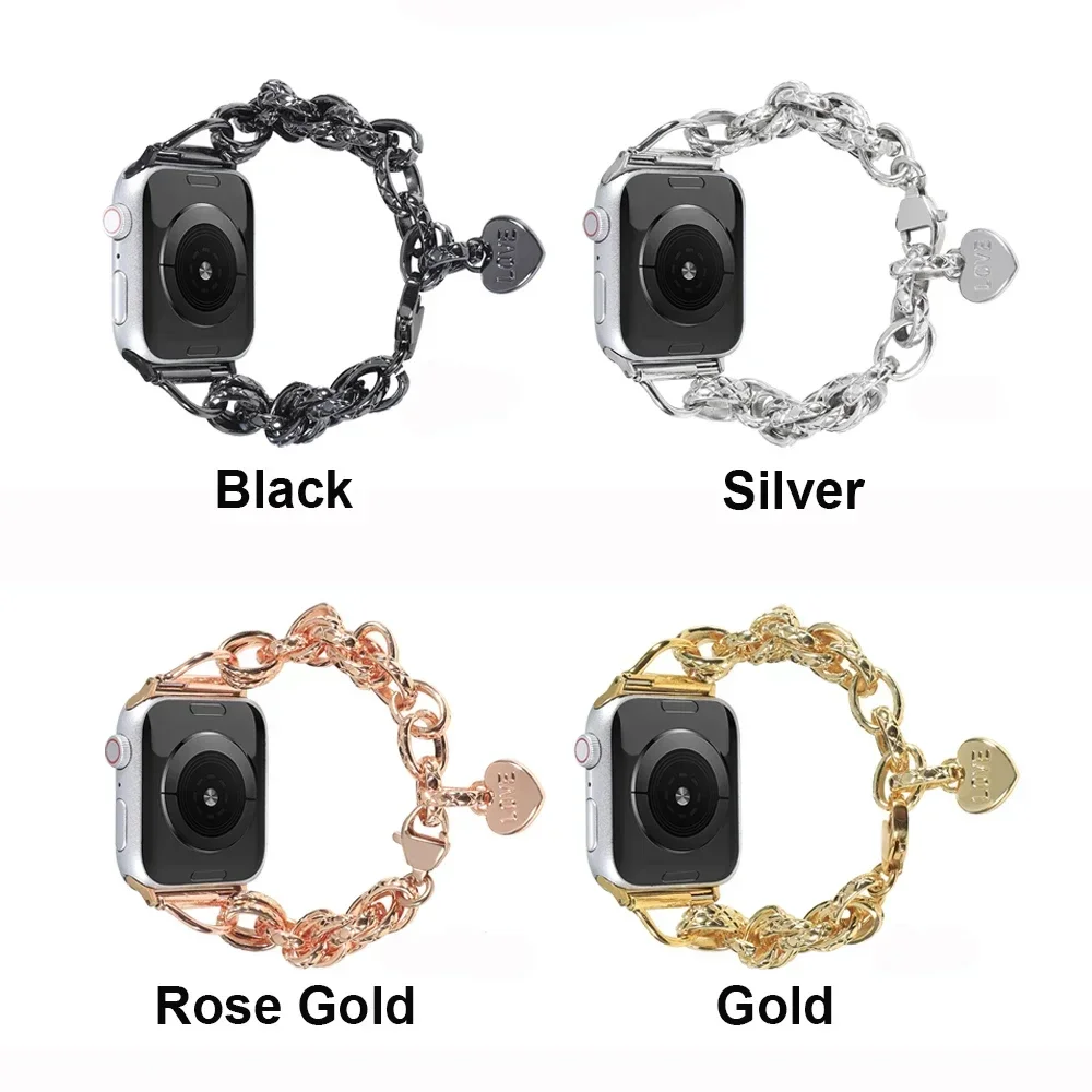 Luxury Bracelet Band for Apple Watch Series10 9 8 7 41 42mm 46mm 45mm 6 Se 5 Women Diamond Steel IWatch Ultra 49mm Strap