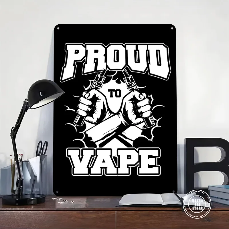 Vape Vaper Vaping Tinplate Posters Customizable Wall Art Retro Vintage Metal Signs for Home Room Mancave Decoration Garage Cozy