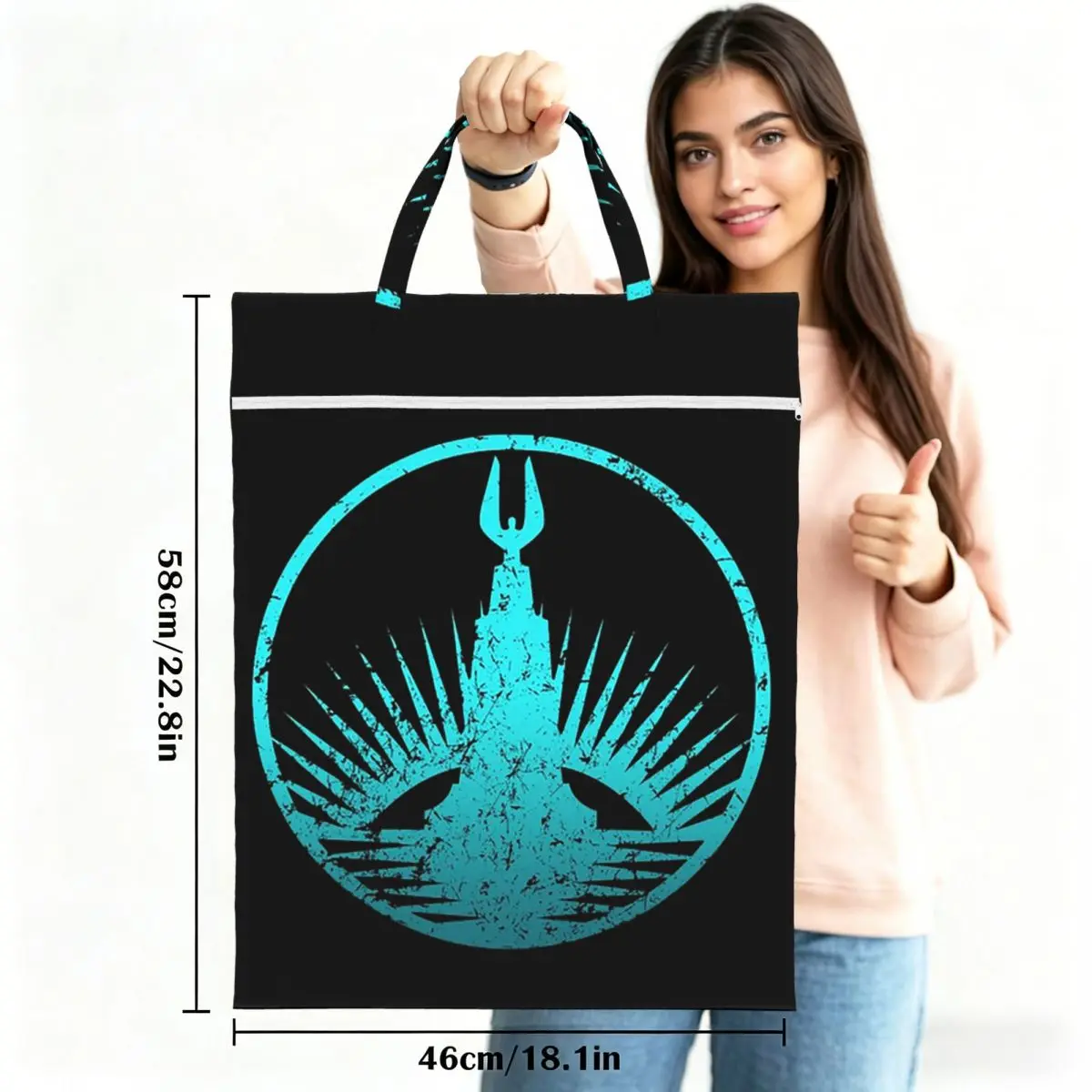 Sac de voyage pour linge sale Bioshock Rapture Teal Faded, imperméable et réutilisable, pochette pour vêtements sales, panier à linge pour la gym, le yoga et les vacances