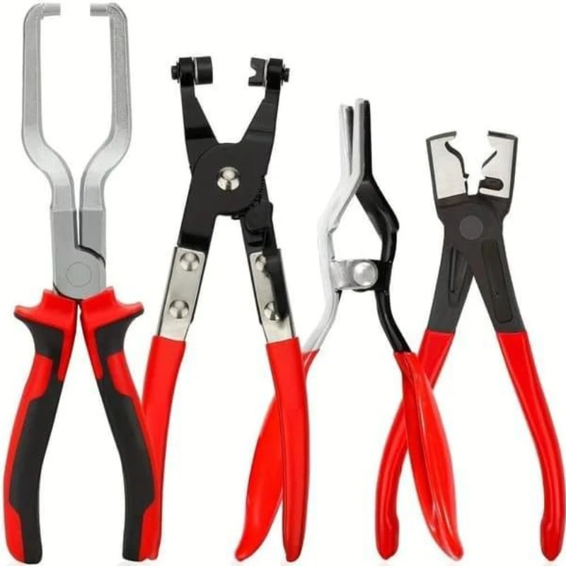 Professional Hose Clamp Pliers Set of 4 - Fuel Line Disconnection and Removal Tool Kit for Auto Repair