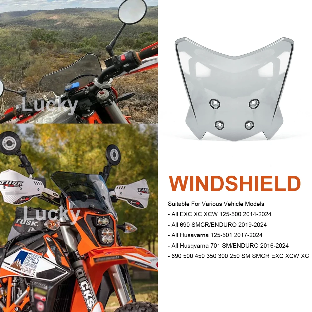 

Лобовое стекло мотоцикла, дефлектор ветрового стекла для всех 690 SMCR ENDURO/EXC XC XCW 125-500/ Husavarna 701 SM/ENDURO 125-501