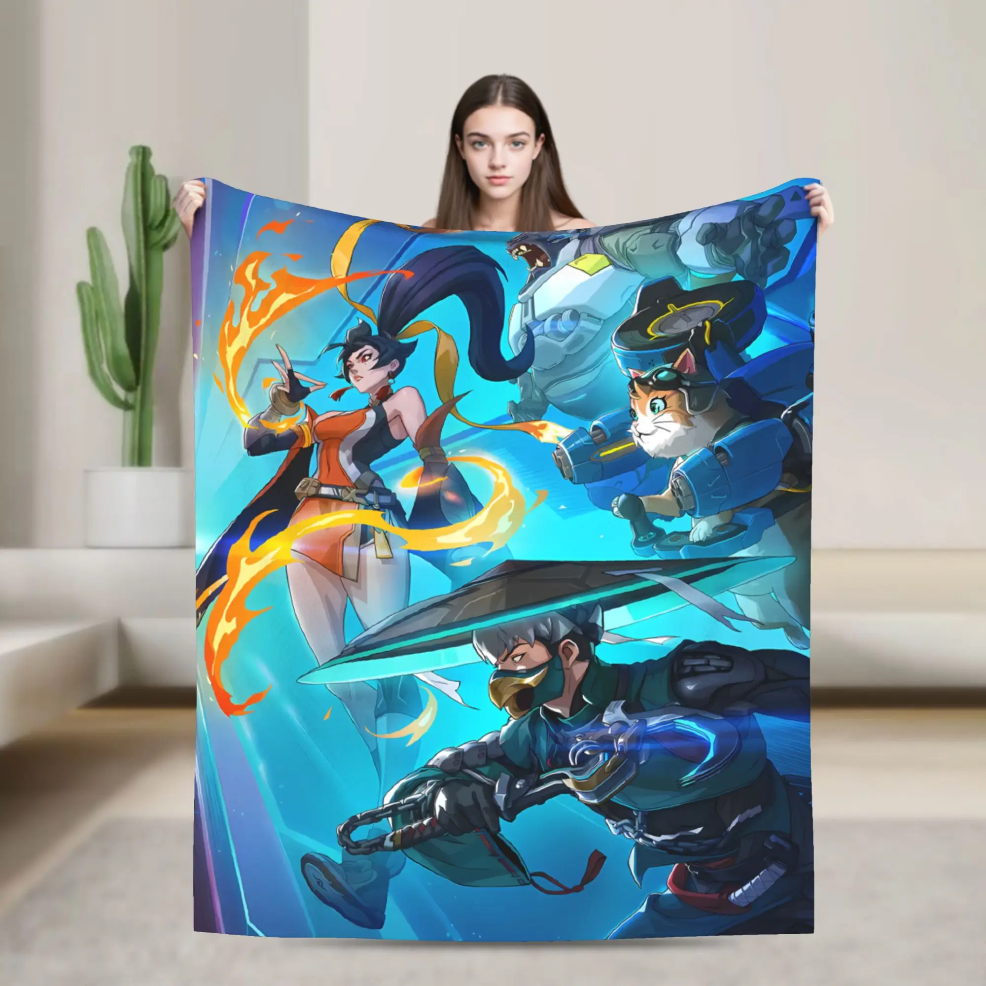 Funny Overwatch 2 Hero Blankets  Soft Fashion Plush Throw Blanket For Couch Chair Picnic Flannel Bedspread Bed Cover