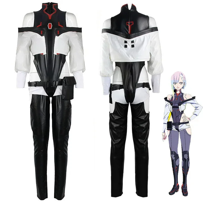 Люси Косплей Костюм Игра Киберпанк Edgerunners Сексуальное женское боди Комбинезон Парик Аксессуары для персонажей Полный комплект Вечернее платье