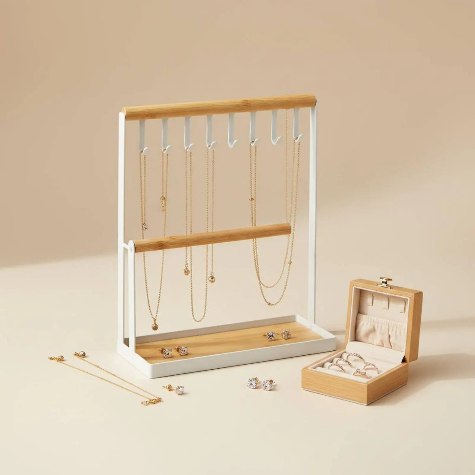 Metal Jewelry Display Rack Decorative Jewelry Stand Neckpiece and Earring Holder Multi-Functional Household Storage for Bedroom