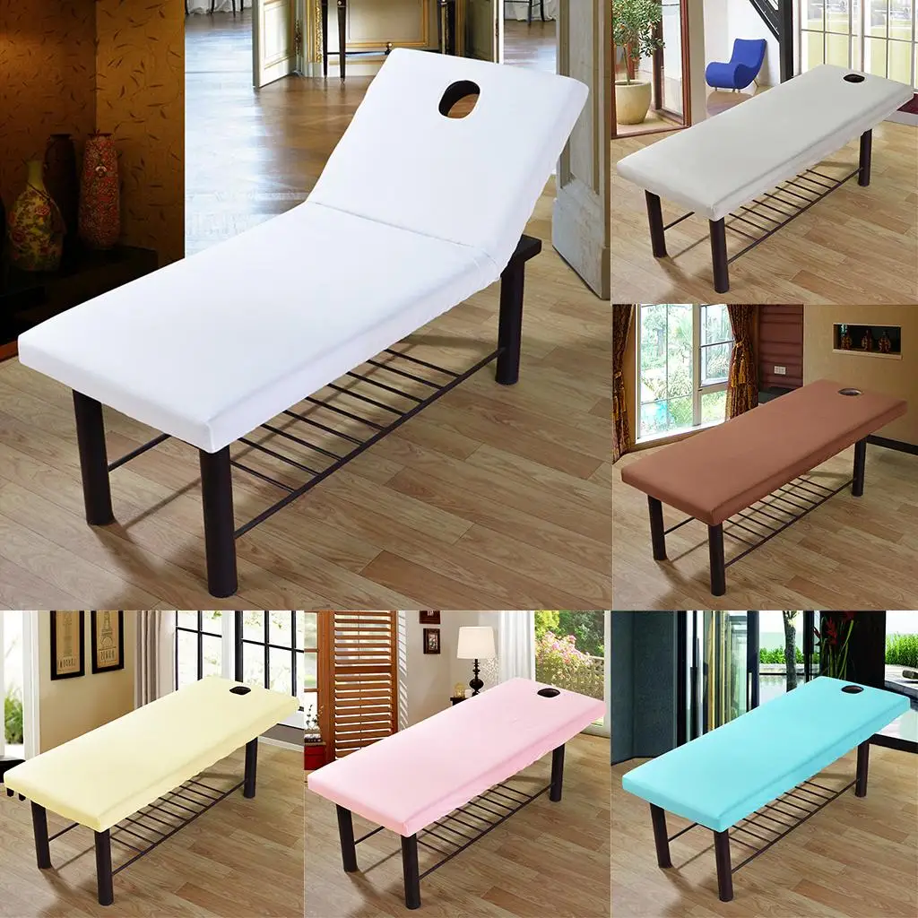 Massage Table Sheet with Elastic Band Face Opening Durable Soft Bed Cover for Salon Spa Massage Table
