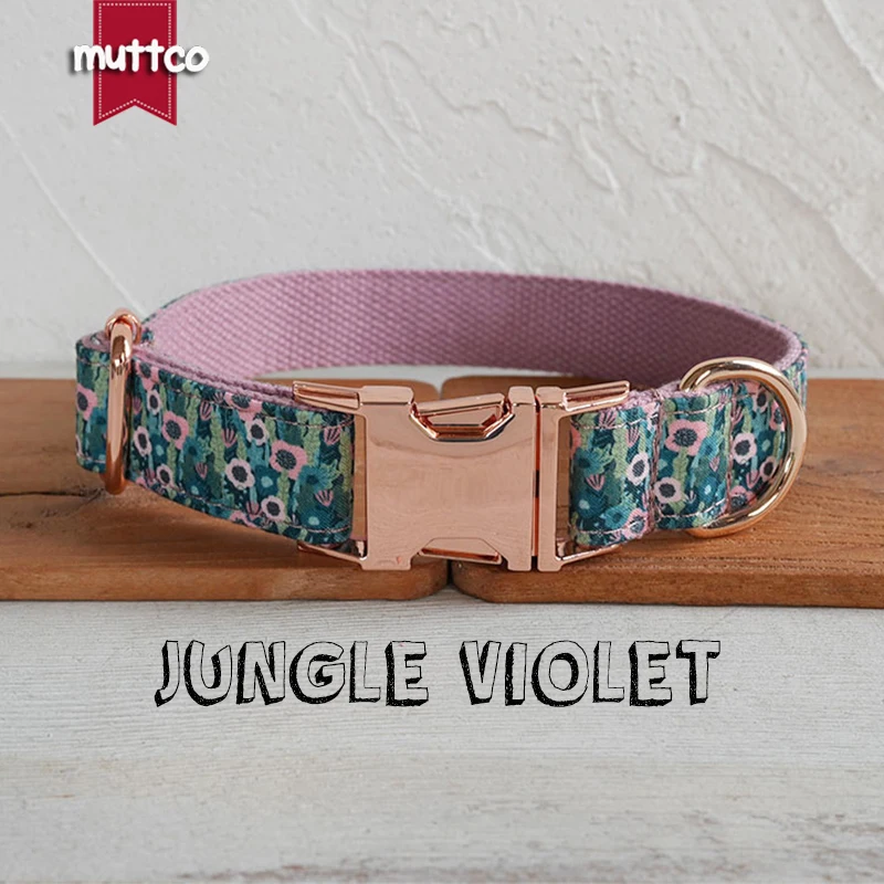 MUTTCO it is a dog collar with a vintage print JUNGLE VIOLET that shows off a unique style UDC178