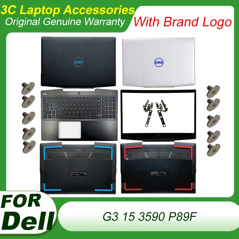 

New Laptop Case For Dell G3 15 3590 P89F LCD Back Cover Front Bezel Hinges Palmrest Bottom Case Gaming Keyboard 03HKFN 0YGCNV