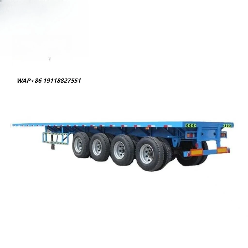Lightweight Flat Deck Semi Trailer Anti Slip Floor Stable Suspension System for Construction Machinery and Steel Transport