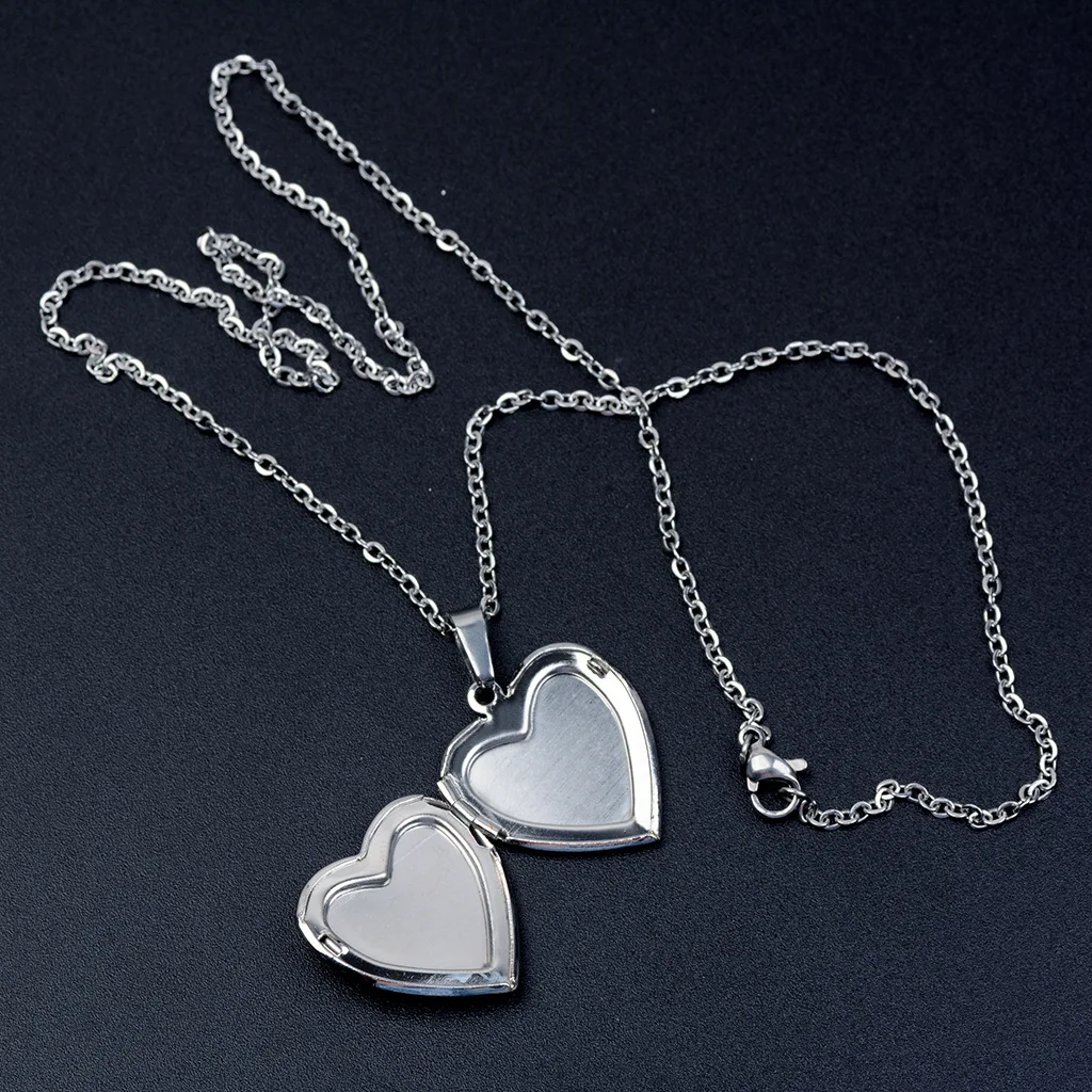 Heart Locket Color Changing Temperature Mood Stainless Steel Love Shape Photo Pendant Necklace Jewelry_maomaolike.com