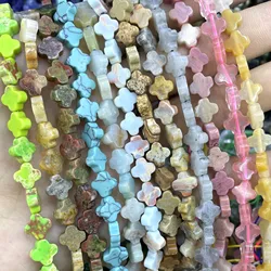 8MM Natural Stone Clover Shape Turquoises Lapis Lazuli Jades Loose Spacer Beads For Jewelry Making DIY Bracelet Accessories