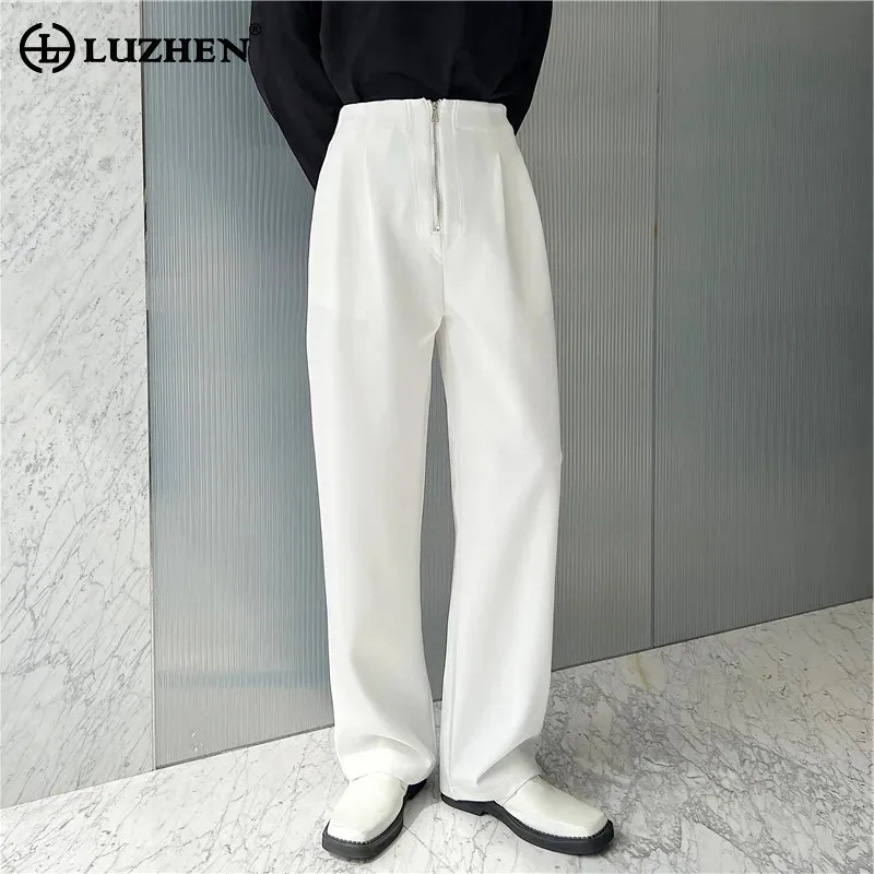 

LUZHEN New Straight Casual Suit Pants Trendy Loose 2024 Solid Color Men's Original Niche Design Fashion Elegant Trousers 77e3ce