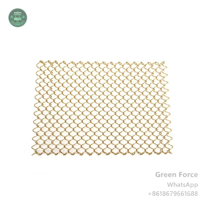 Rose Gold PVD-Coated Decorative Woven Metal Mesh Ceiling Panel - Custom Size