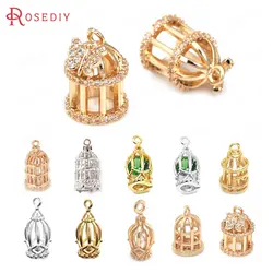 18K Gold Color Silver Color Brass Bird Cage Charms Pendants Jewelry Necklaces Earrings Making Supplies Diy Findings Accessories
