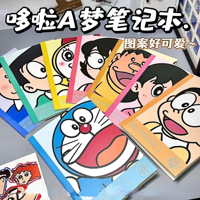 Doraemon Nobita Shizuka Fat Tiger New Cute Cartoon Style Paper Material A5 Notebook Student Office General High-Looking Notepad