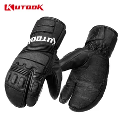 KUTOOK Winter Snowboard Ski Gloves Goat Skin Thermal Skiing Snow Gloves Snowmobile Mitten Outdoor Gloves Waterproof  Accessories