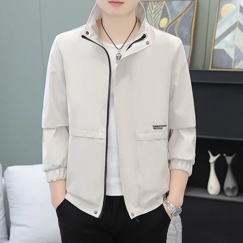 

Мужская повседневная модная куртка на весну-осень, трендовая, для отдыха и работы, с декоративной молнией, из полиэстера, свободного кроя, с длинными рукавами, молодежная, популярная