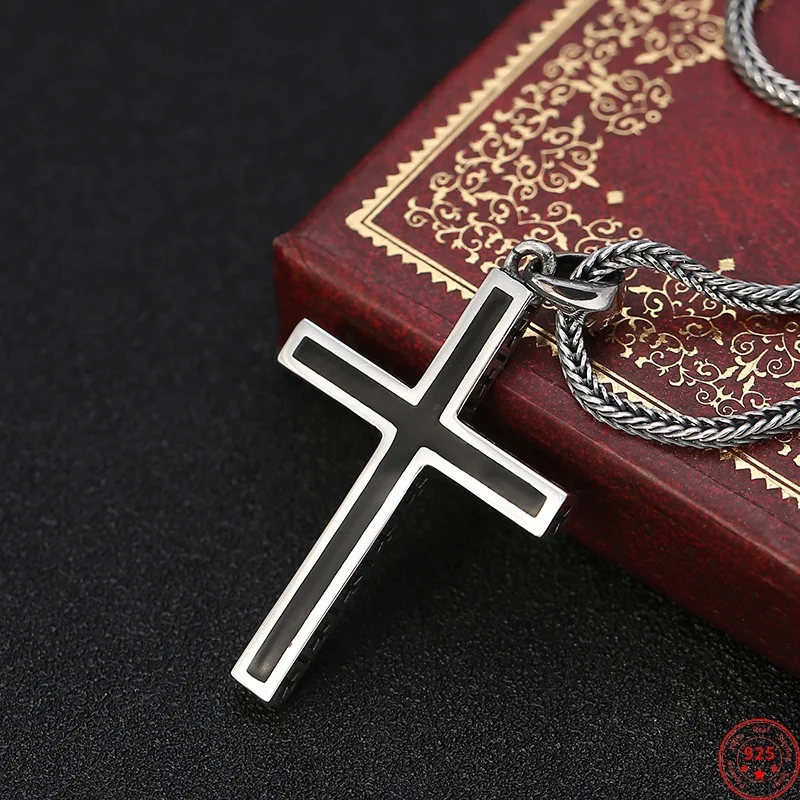 S925 Sterling Silver Charms Pendants for Women Men New Fashion Hip Hop Baking-varnish Cross Amulet Jewelry Wholesale