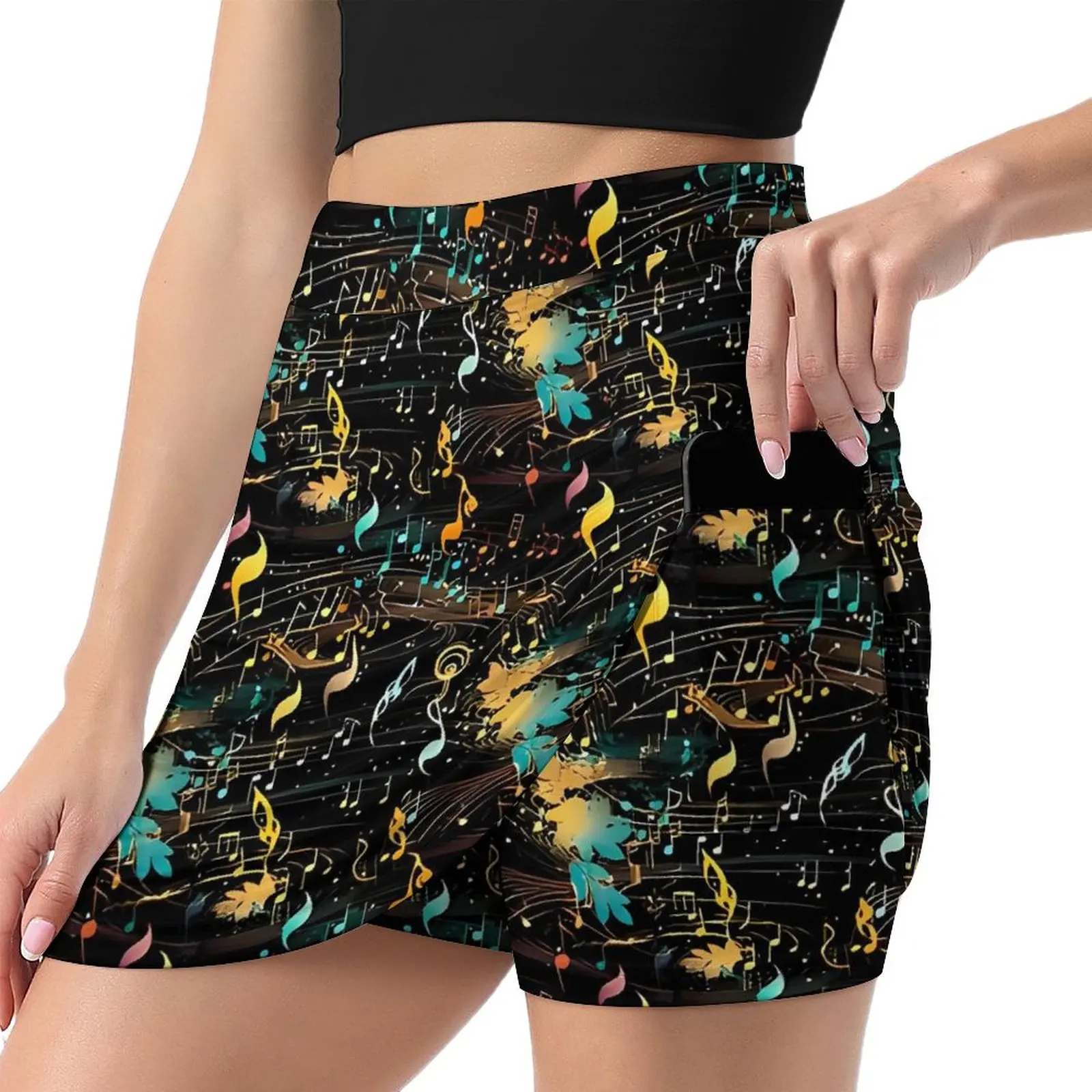 Abstract Music Note Skirt  Korean Fashion Casual Skirts Woman Cute Mini Skirt Design Bottoms Birthday Gift