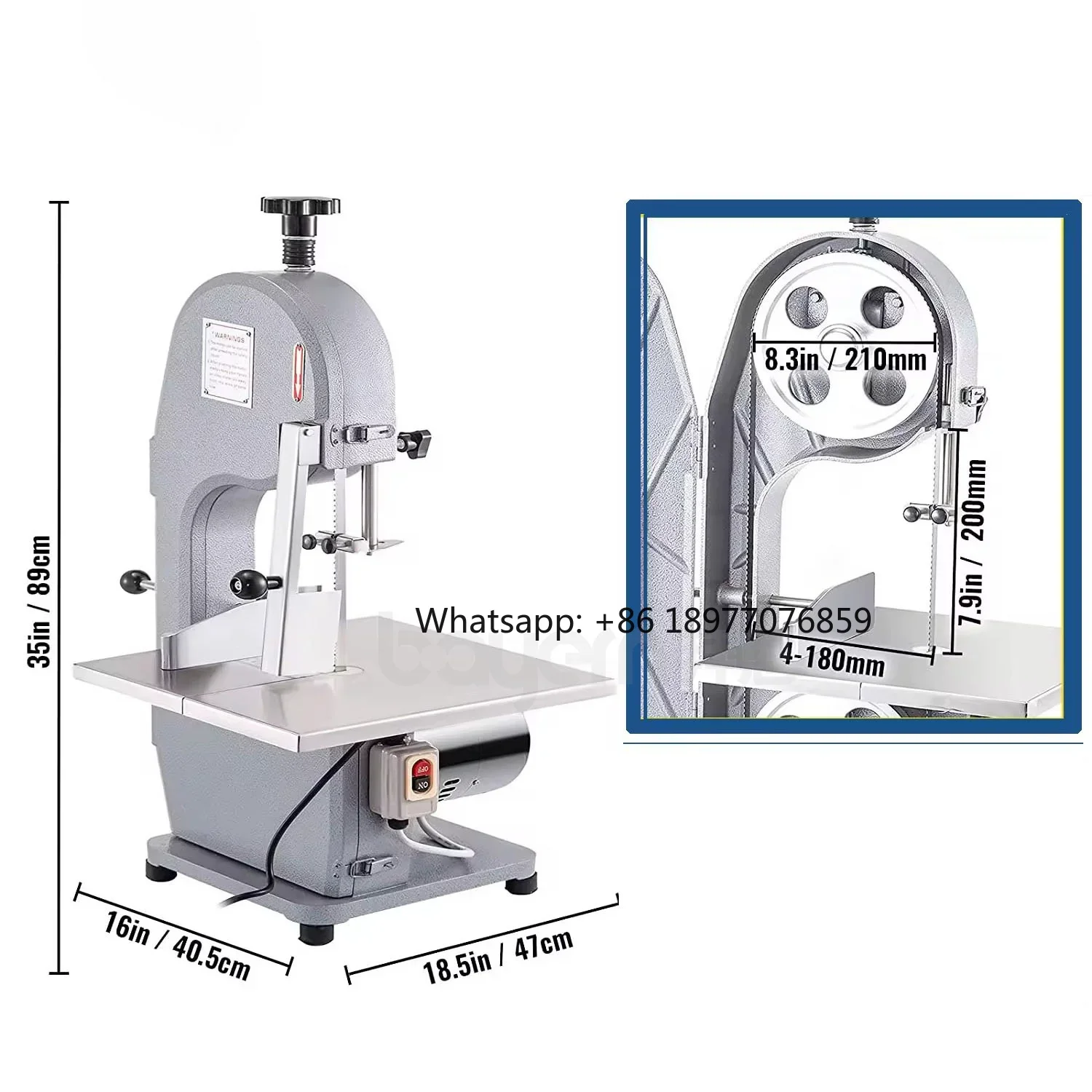 2026 Semi Automatic Butcher Electric Cutting Bone Saw Meat Band Saw Cutting Machine Meat And Bone Saw Machine