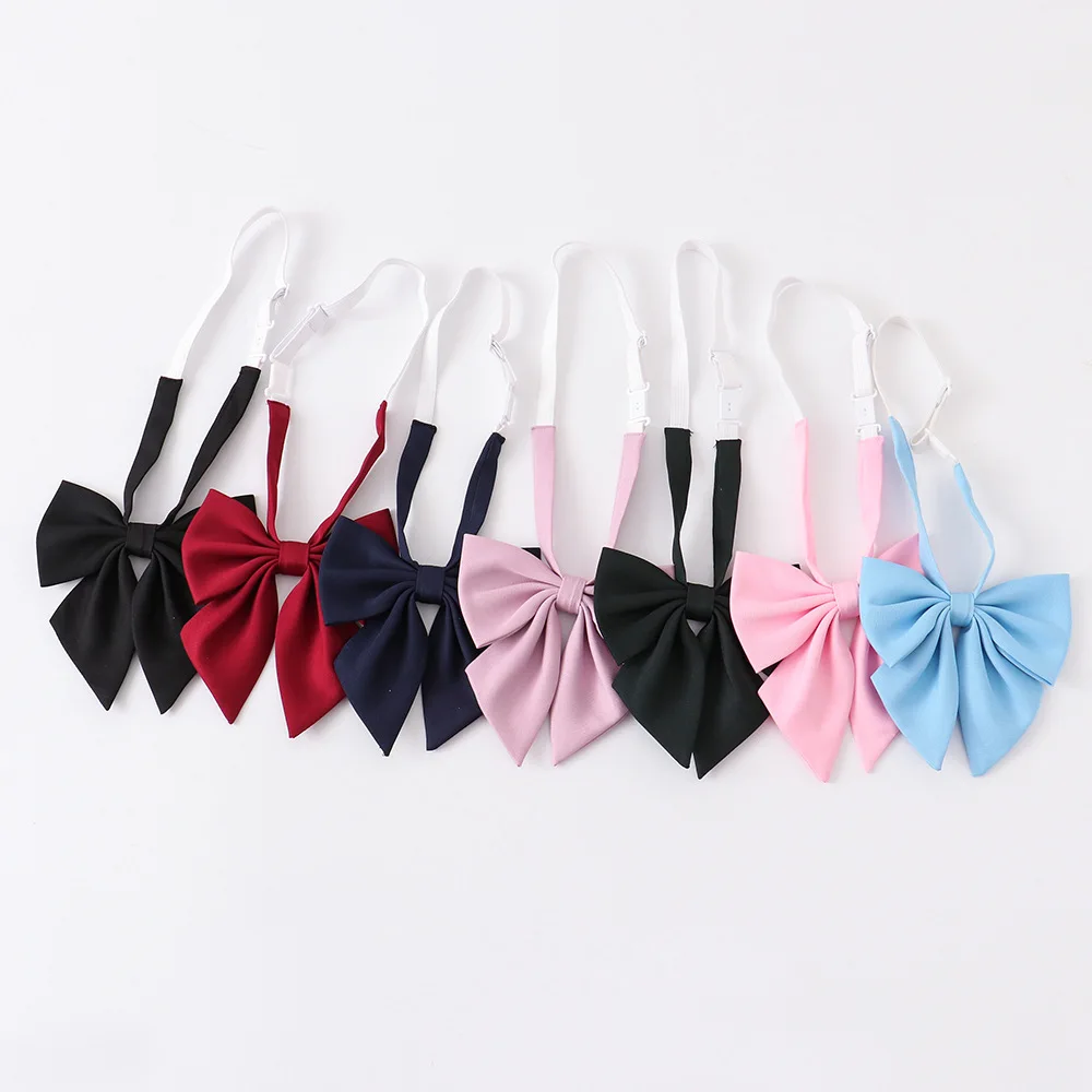 

Fashion JK Bowties Solid Pink Blue Black Bow Knot 13cm Width Soft Cotton Butterfly Uniform DK Tie Women Daily Wear Shirt Cravat