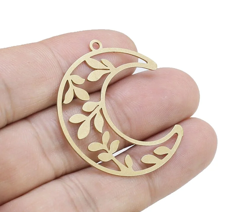 6pcs Crescent Moon Charm, Hollow Twig Moon Pendant, Jewelry Making, Earring Charms, 38.8x33mm, Earring Findings R2763