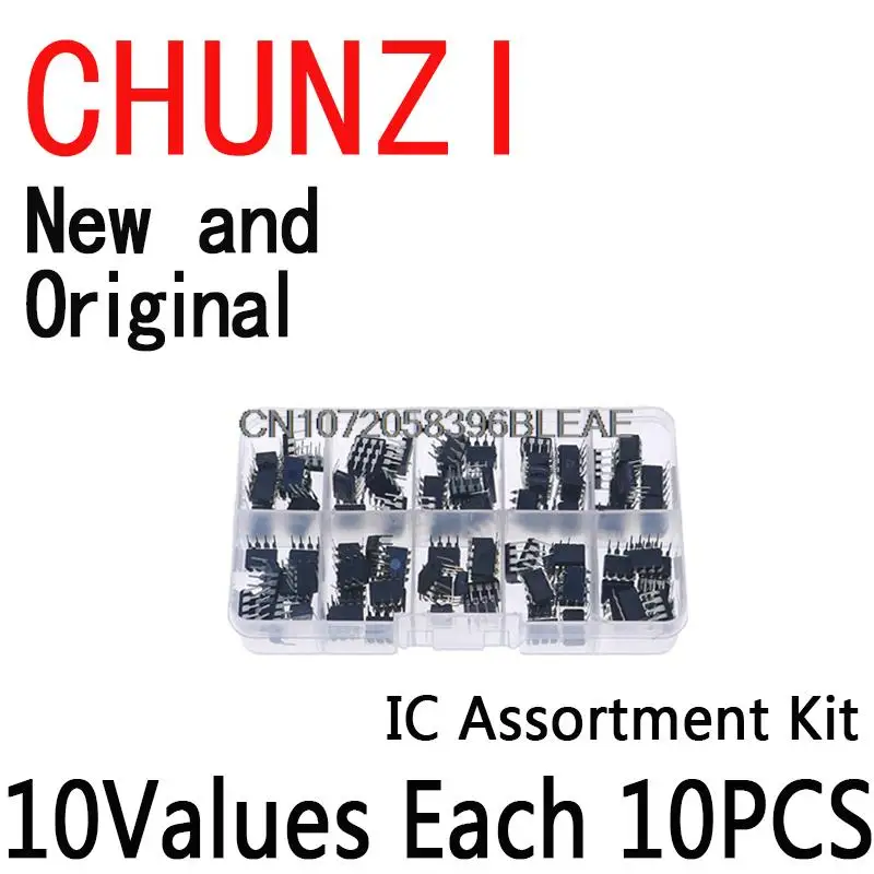 100PCS In Common Use NE555 UC3842 UC3843 UC3845 24C02 24C04 24C08 24C16 24C32 24C64 DIP Each 10PCS DIP IC Kit