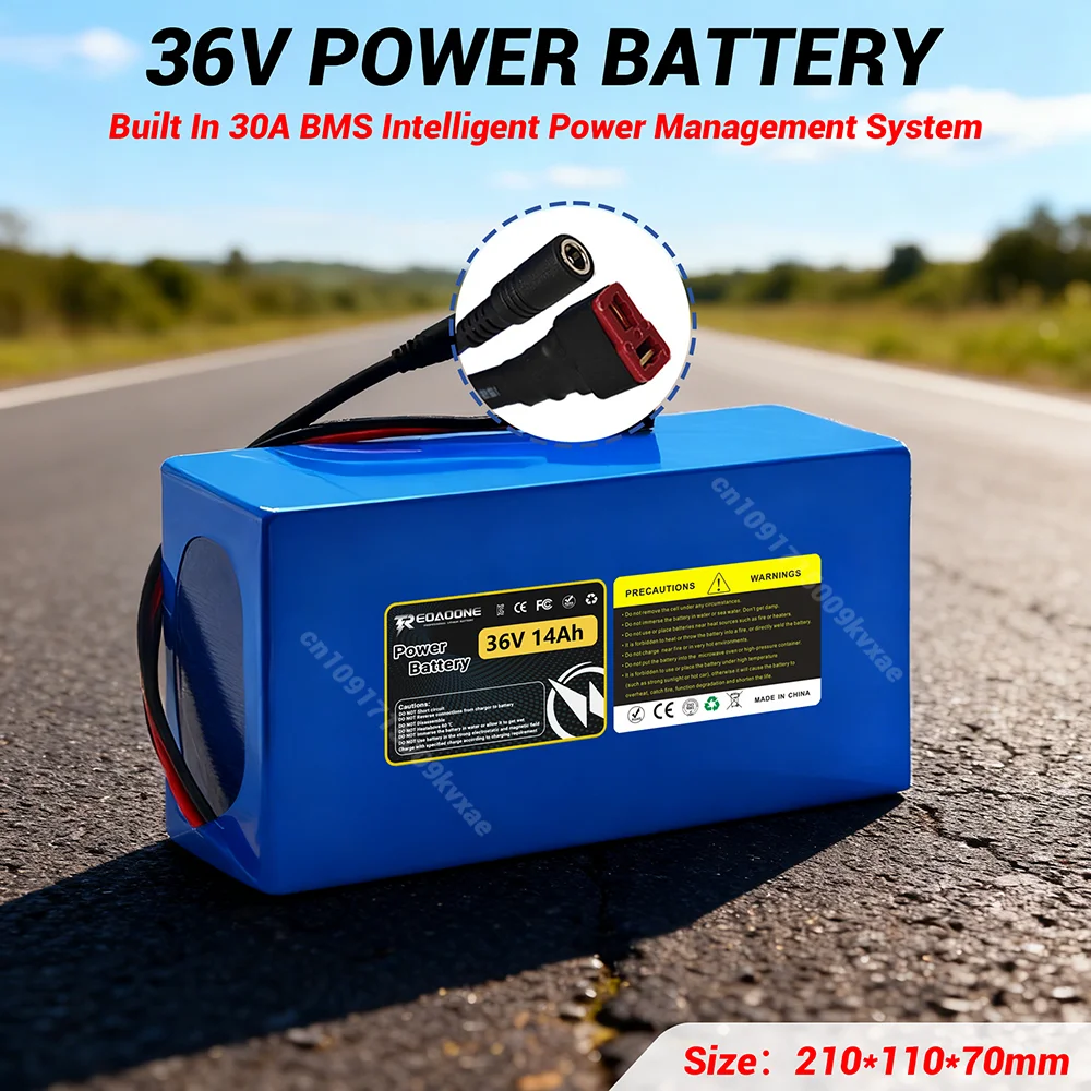 

36V 14Ah Lithium Battery for Electric Scooter Bike Tricycle Safe 30A BMS Protection Durable Li-ion Cells for 100–1000W Motors